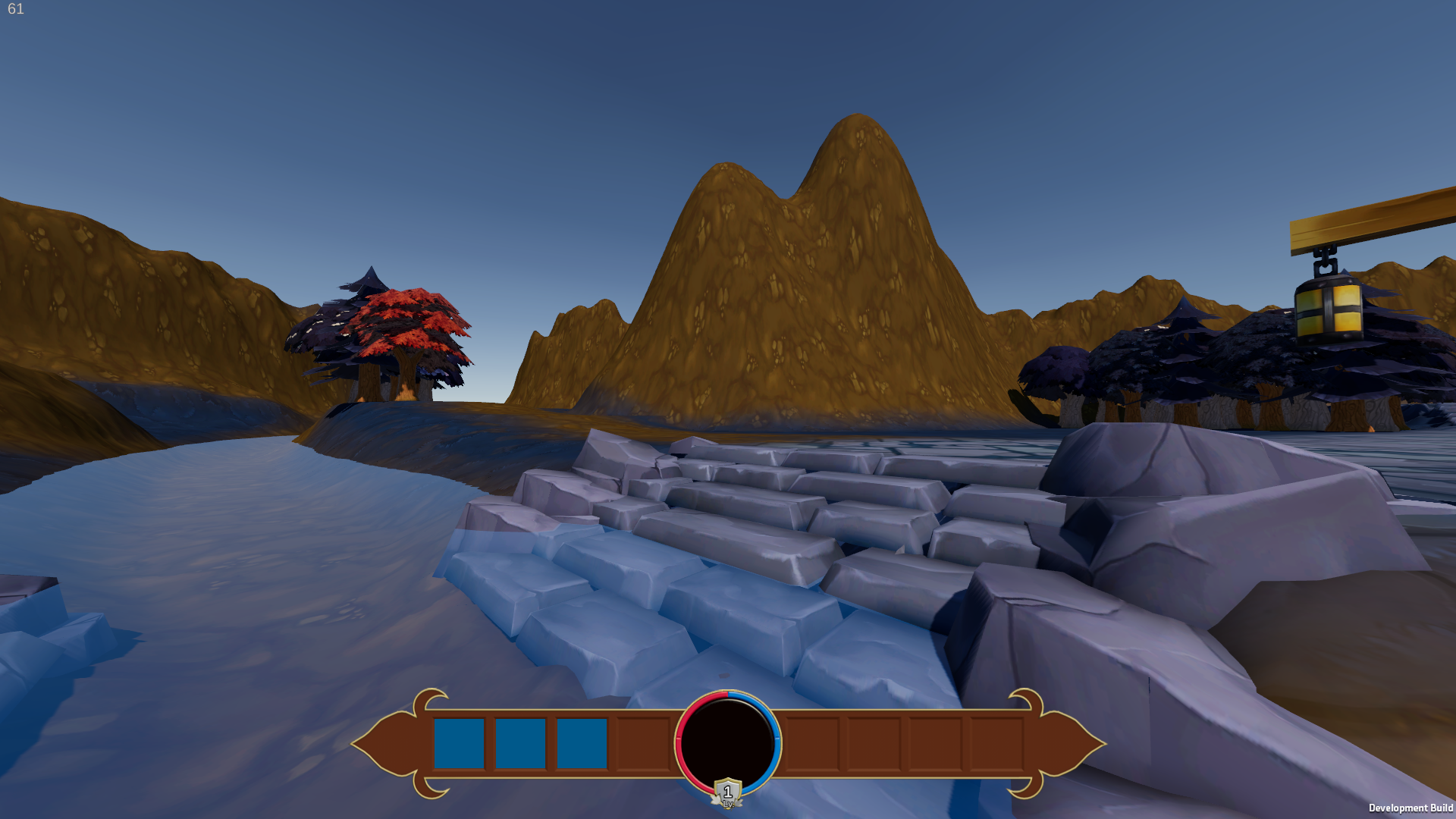 A screenshot of the game SpellTales depicting a blue fantasy forest.